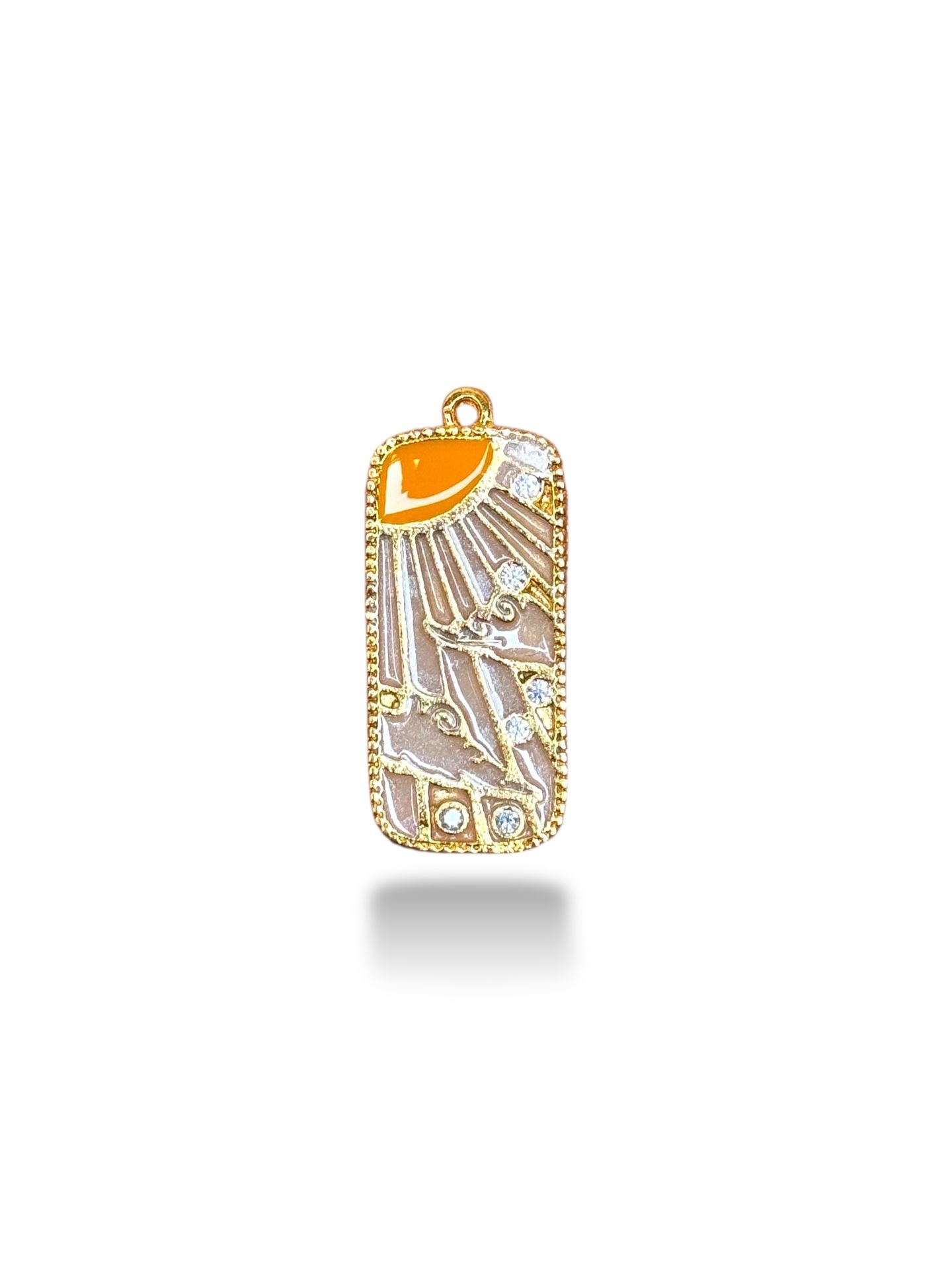 Altın Kaplama Zirkon Taşlı Desenli Charm
