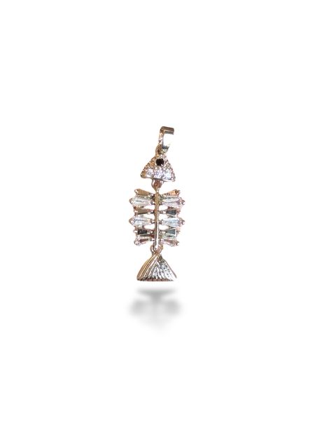 Rodyum Kaplama Zirkon Taşlı Balık Charm